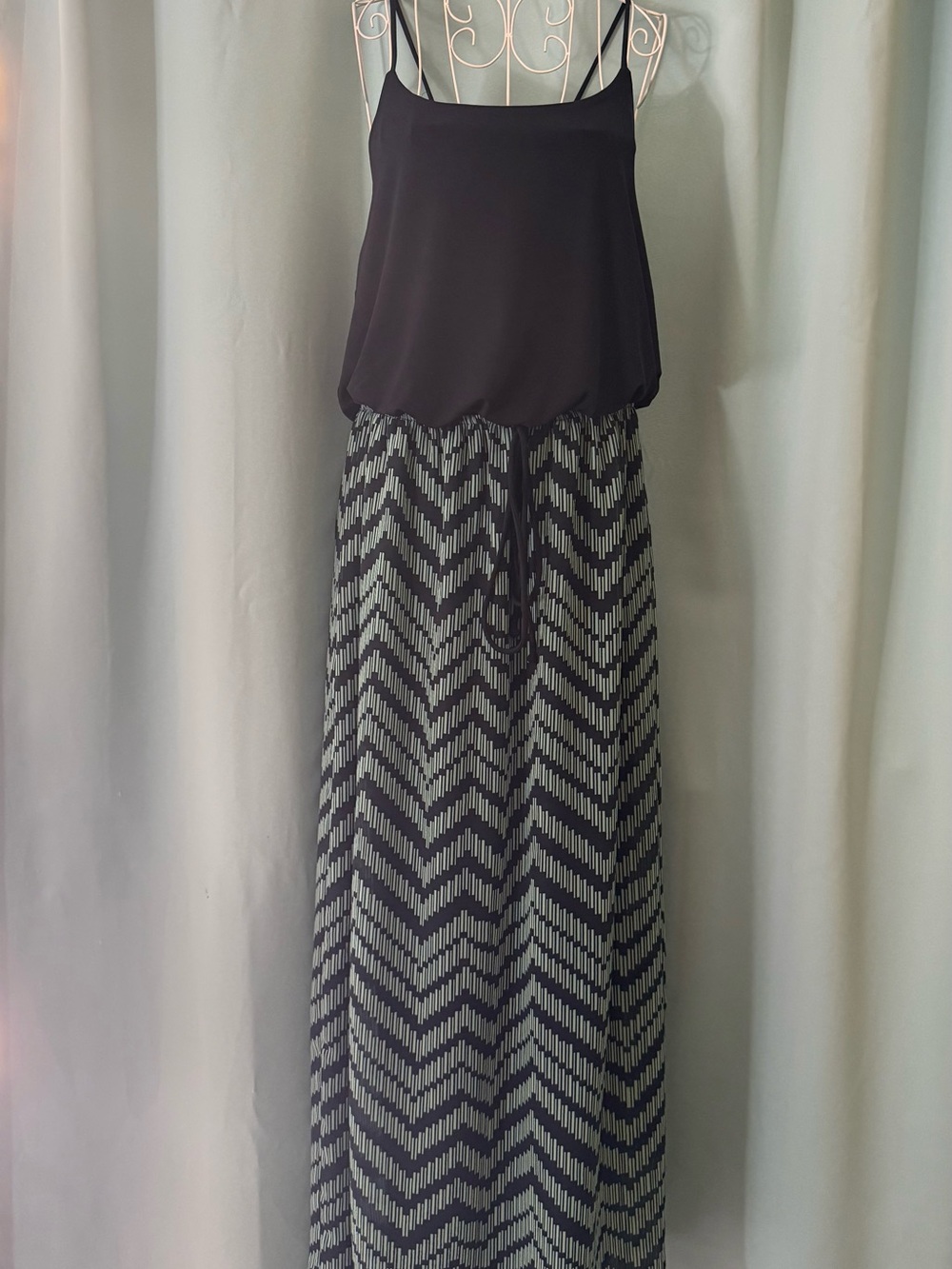 Enfocus Studio Navy/teal Maxi Dress with Chevron Skirt